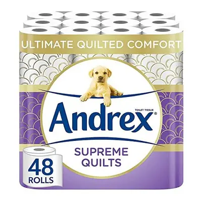 Andrex Supreme Quilts Quilted Toilet Paper - 25% Thicker Than Before to Provide Ultimate Quilted