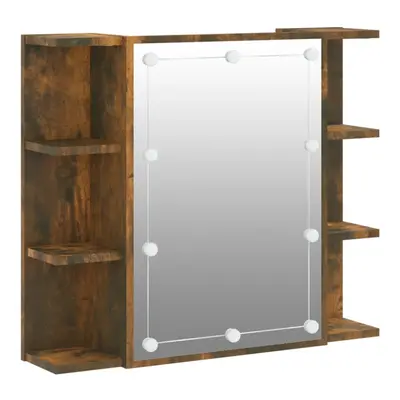 (Smoked oak) vidaXL Mirror Cabinet with LED Washroom Storage Cabinet Bathroom Vanity Unit