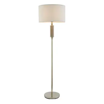 Litecraft Della Floor Lamp Diamante Base With Drum Shade - Nickel