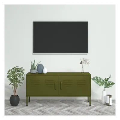 vidaXL TV Cabinet Olive Green Steel TV Stands Unit Stereo Cabinet Media Unit