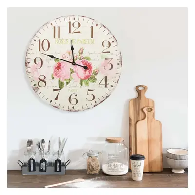 vidaXL Vintage Wall Clock Flower Home Office Decoration Hanging Analog Clock