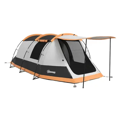 Outsunny Tunnel Tent with Bedroom, Living Room and Porch for Man, Orange