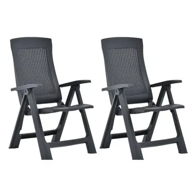 vidaXL 2x Garden Reclining Chairs Plastic Anthracite Outdoor Dining Chair