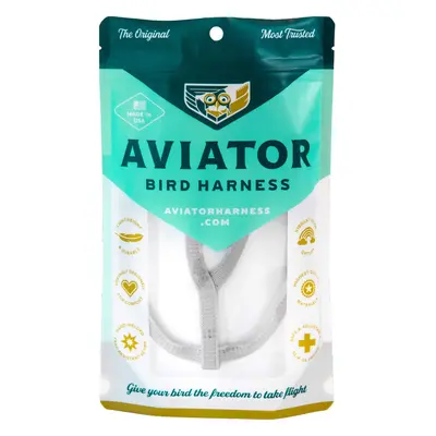 The AVIATOR Pet Bird Harness and Leash: Medium Silver