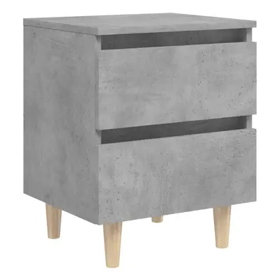 vidaXL Bed Cabinet with Solid Pinewood Legs Concrete Grey Bedroom Nightstand