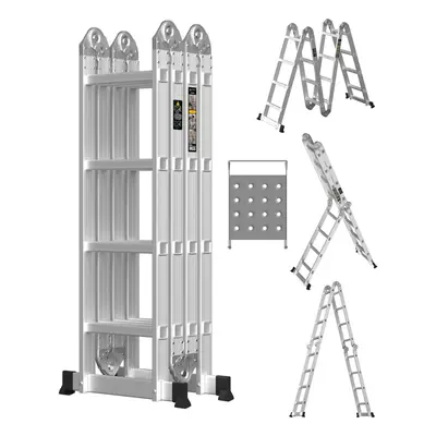 4.7M/15.4FT Multi-Purpose Ladder Aluminium Foldable Stepladder IN1 Combination Folding Ladder wi