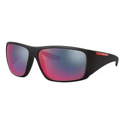 Prada Sport Linea Rossa SPS04V 1BO9Q1 Demi Shiny Black/Dark Grey-Blue Red Mirror Sunglasses