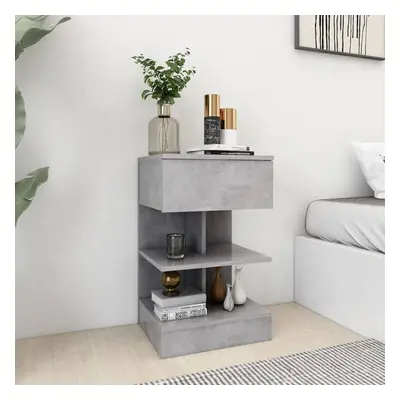 vidaXL Bedside Cabinet Concrete Grey Chipboard Side Table Storage Cabinet