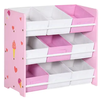 ZONEKIZ Storage Unit W/9 Removable Storage Baskets for Nursery Playroom, Pink