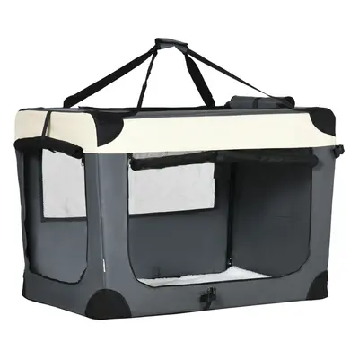 PawHut 91cm Foldable Pet Carrier Bag Soft Travel Dog Crate for Large Dogs Grey