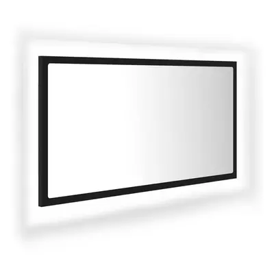 vidaXL LED Bathroom Mirror Black 80x8.5x37 cm Acrylic Washroom Wall Mirror