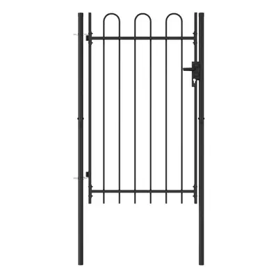 vidaXL Fence Gate Single Door with Arched Top Steel 1x1.5m Black Patio Barrier