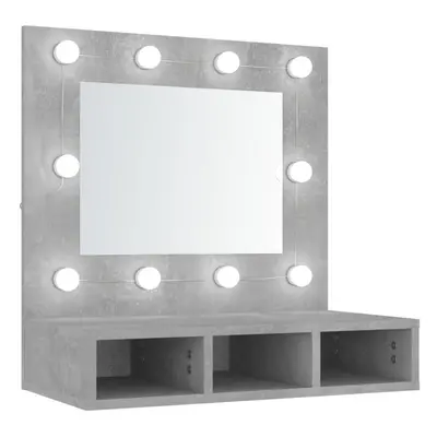 (Concrete grey) vidaXL Mirror Cabinet with LED Wall-mounted Mirror Cabinet Storage Cupboard