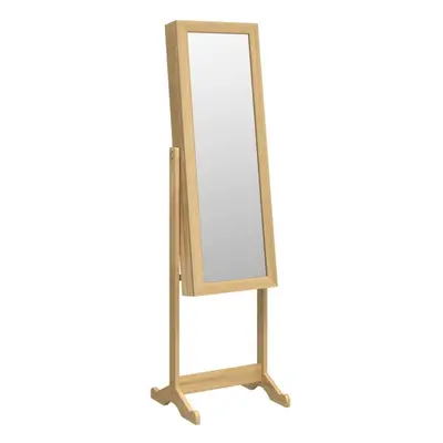 (brown) vidaXL Mirror Jewellery Cabinet with LED Lights Free Standing Mirror White