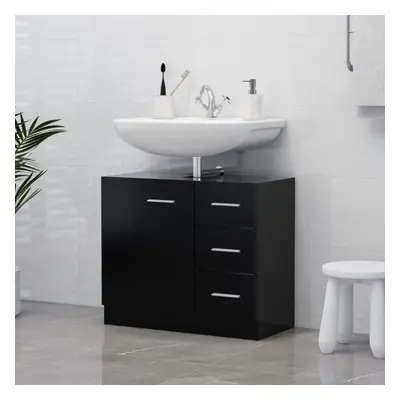 vidaXL Sink Cabinet Black Engineered Wood Bathroom Cupboard Storage Organiser