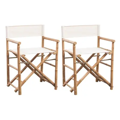 vidaXL 2x Folding Director's Chair Bamboo and Canvas Garden Furniture Seat