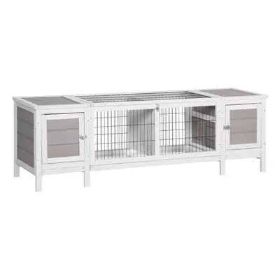 PawHut Rabbit Hutch Separable Guinea Pig Cage Bunny Run w/ Slide Out Tray - Grey