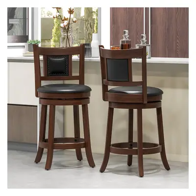 Set of Bar Stools Upholstered Pub Chair Curved Backrest 65cm Counter Height