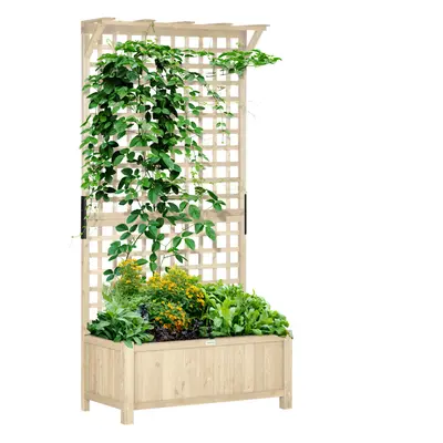 Outsunny Wood Planter with Trellis for Climbing Plants Vines Planter Box Natural