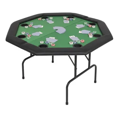 vidaXL 8-Player Folding Poker Table Fold Octagonal Green Playing Card Game