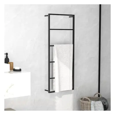 vidaXL Towel Rack Black Steel Bathroom Storage Wall Rack Towel Holder Hanger