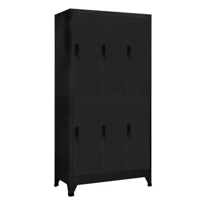 vidaXL Locker Cabinet Black Steel Office Storage Locker Cabinet Furniture