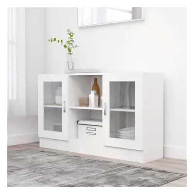 vidaXL Vitrine Cabinet White Chipboard Sideboard Storage Cupboard Furniture