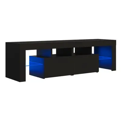 vidaXL TV Cabinet with LED Lights Black HiFi Stand Desk TV Unit Hifi Cabinet