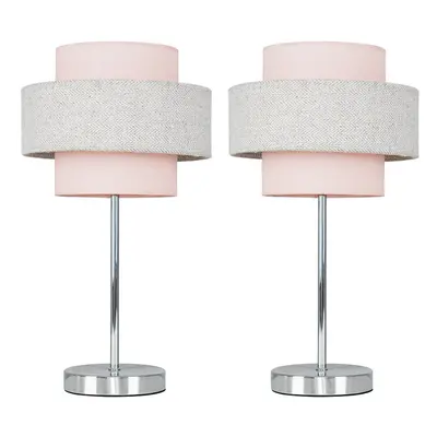 Weaver Pair of Pink Table Lamp Touch On/Off