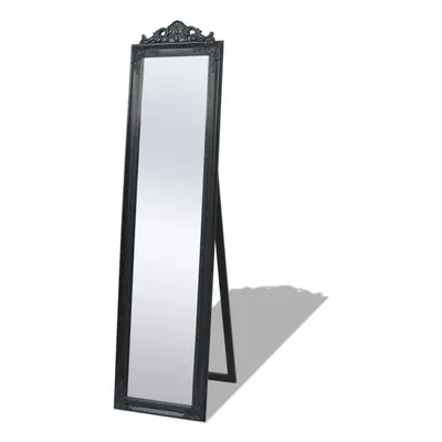 vidaXL Free-Standing Mirror Baroque Style 160x40 cm Black Makeup Looking Glass