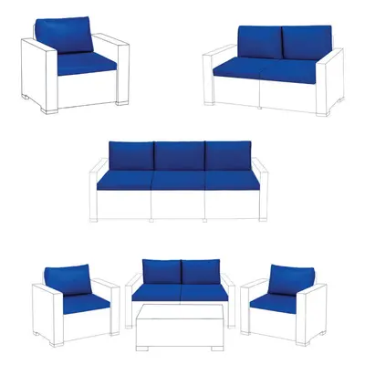 (Royal Blue, Seater Sofa - Pieces) Keter Cushions Patio Garden Pads Rattan Furniture