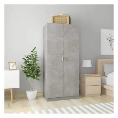 vidaXL Wardrobe Concrete Grey Chipboard Clothing Cabinet Hanger Organiser