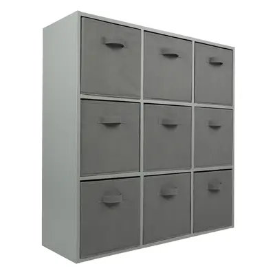 (9 Grey Drawers) Charles Jacobs Grey Cube Open Book Shelf Storage