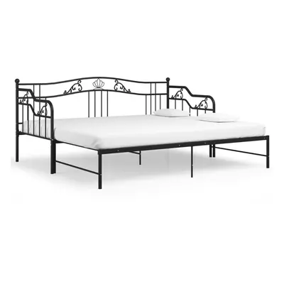 vidaXL Pull-out Sofa Bed Frame Black Metal for Day Sleeping Sleepover Guest