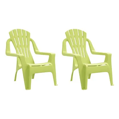 (green) vidaXL Garden Chairs Patio Outdoor Chair pcs for Children PP Wooden Look