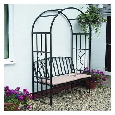 Garden Metal Black Rose Arch Trellis Climbing Plant With Bench Arbour