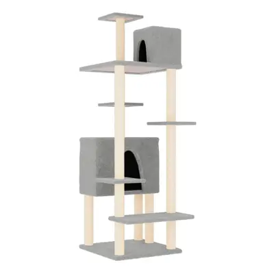 (light grey) vidaXL Cat Tree with Sisal Scratching Posts Cat Scratch Tower Climber Dark Grey