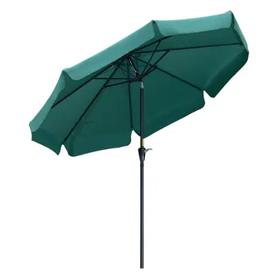 Outsunny 2.7m Patio Umbrella Garden Parasol with Crank, Ruffles, Ribs, Green