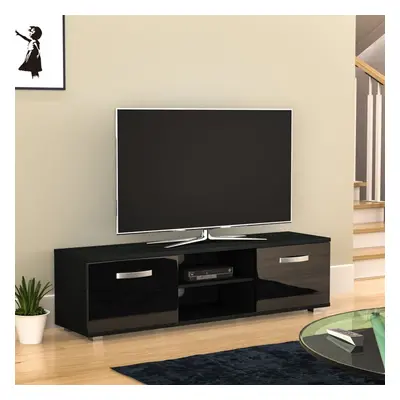 (Black) Cosmo Door TV Stand Shelf Cabinet Display 140cm