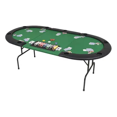 vidaXL 9-Player Folding Poker Table Fold Oval Green Playing Card Game Desk