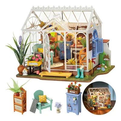 3D Wooden Puzzle Dreamy Garden House LED Miniture Dollhouse Self Assemble DIY