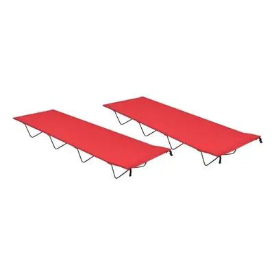 vidaXL pcs Camping Beds 180x60x19 cm Oxford Fabric and Steel Red Lounger