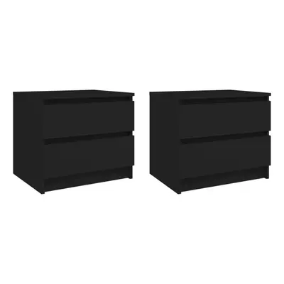 vidaXL 2x Bed Cabinets Black 50x39x43.5 cm Chipboard Bedside Storage Cabinet