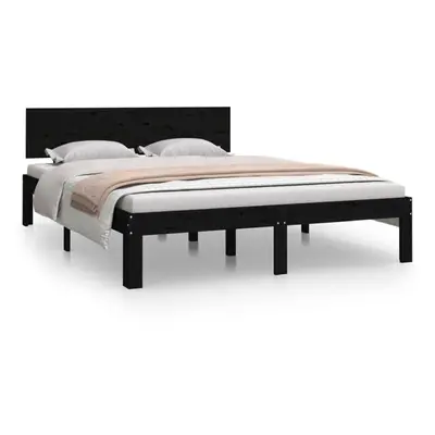 (black, 5ft king size) vidaXL Bed Frame Bedroom Bed Base Bedstead Mattress Foundation Solid Wood