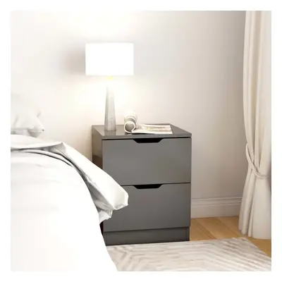 vidaXL Bedside Cabinet Grey Chipboard Nightstand Side Storage Cabinet Table