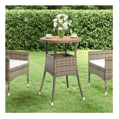 vidaXL Solid Wood Acacia Garden Table Ã60 cm and Poly Rattan Grey Patio Table