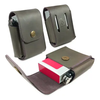 TUFF LUV Personalised Leather Cigarette Case with a Belt Loop - Mocca Brown