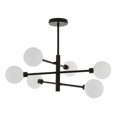 Litecraft Supa Ceiling Light Semi Flush With White Shades - Black