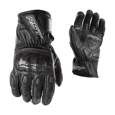 (12, Black / Black) RST Stunt III Motorcycle Motorbike Mens CE APPROVE Carbon knuckle Racing Glo