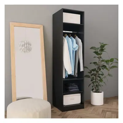 vidaXL Wardrobe Black 50x50x200cm Chipboard Clothing Storage Cabinet Hanger